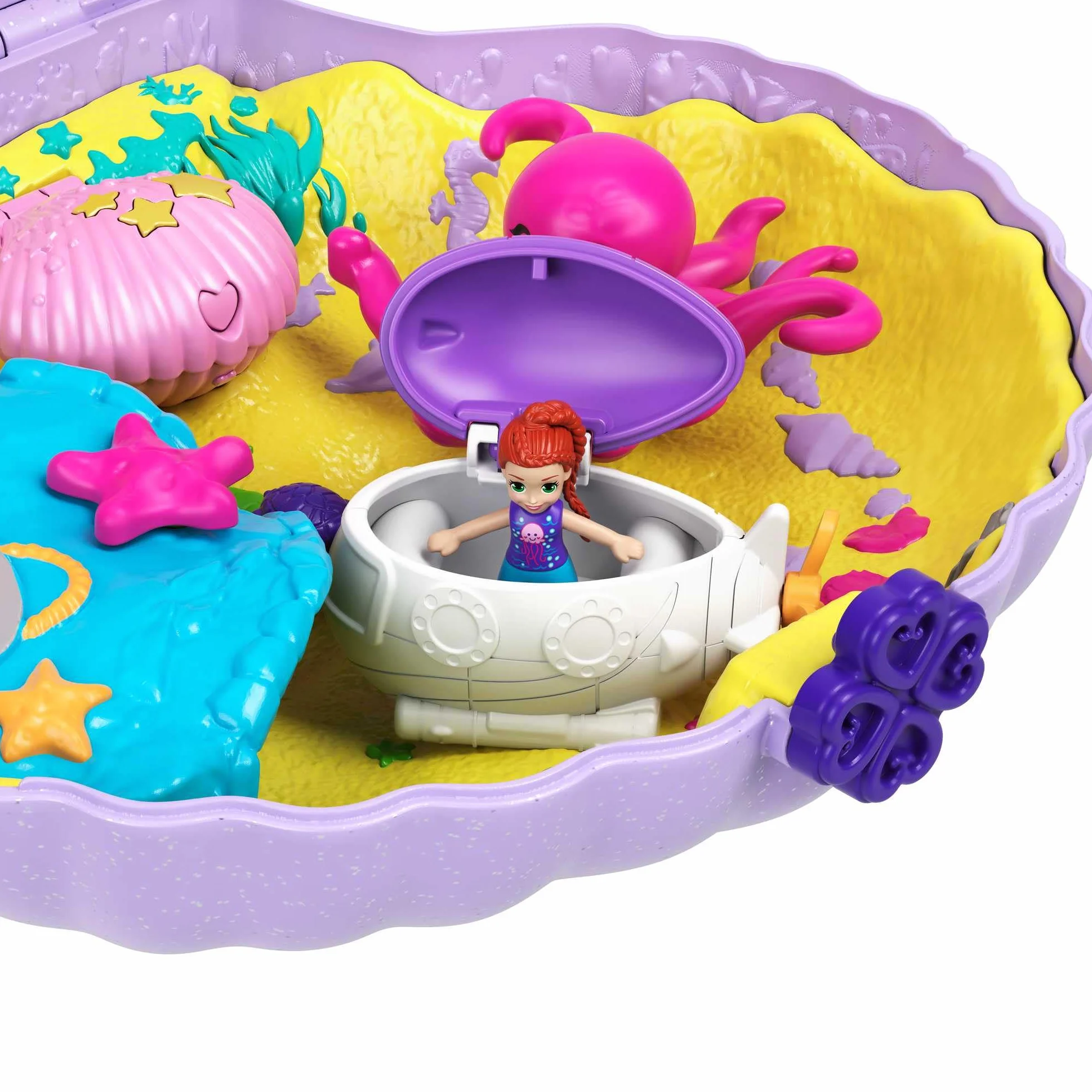 Polly Pocket Borsetta dei Segreti Conchiglia con Tracolla, con Micro Bambole e Accesori, 4+ Anni, GNH11