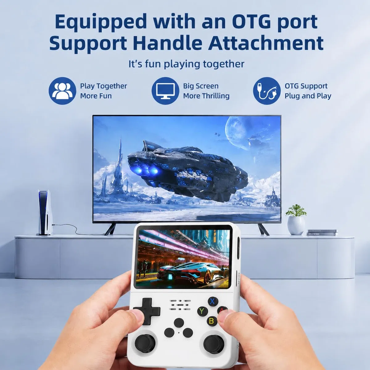 Whatsko R36S Console, Console Portatile 128 GB, Sistema RK3326 Arkos, oltre 40.000 Giochi, schermo da 3,5 Pollici, Console di Gioco Portatile per Adolescenti (Bianca)