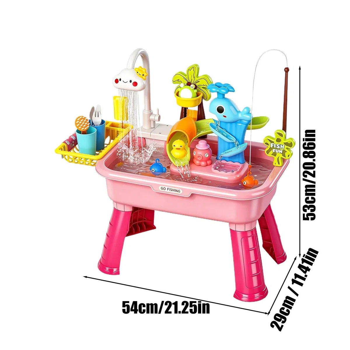 Lavello Giocattolo per Bambini con Acqua Corrente,Tavolo D'Acqua Elettrico A Batteria Con Rubinetto Divertente - Giocattoli da Cucina,Per Bambini 1-5 Anni Gioco Di Ruolo Asilo Scuola 'Infanzia Giardin