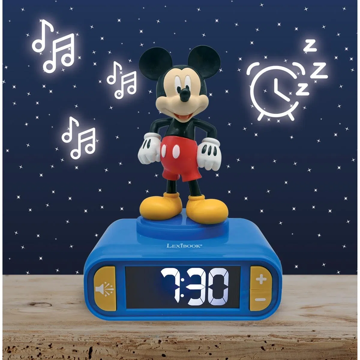 Lexibook, Disney Mickey, Sveglia Notturna Mickey, Suoni e Melodie, Schermo LCD retroilluminato, Luminoso, Snooze, Blu, RL800MCHLXB