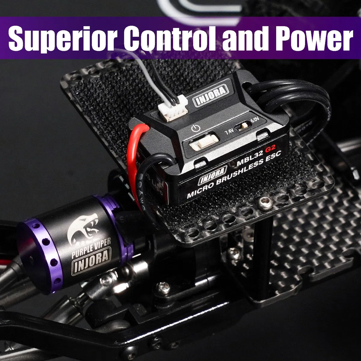 INJORA MBL32 G2 ESC Brushless Impermeabile & Motore Outrunner 1721 Purple Viper per 1/18 TRX4M Ascent-18