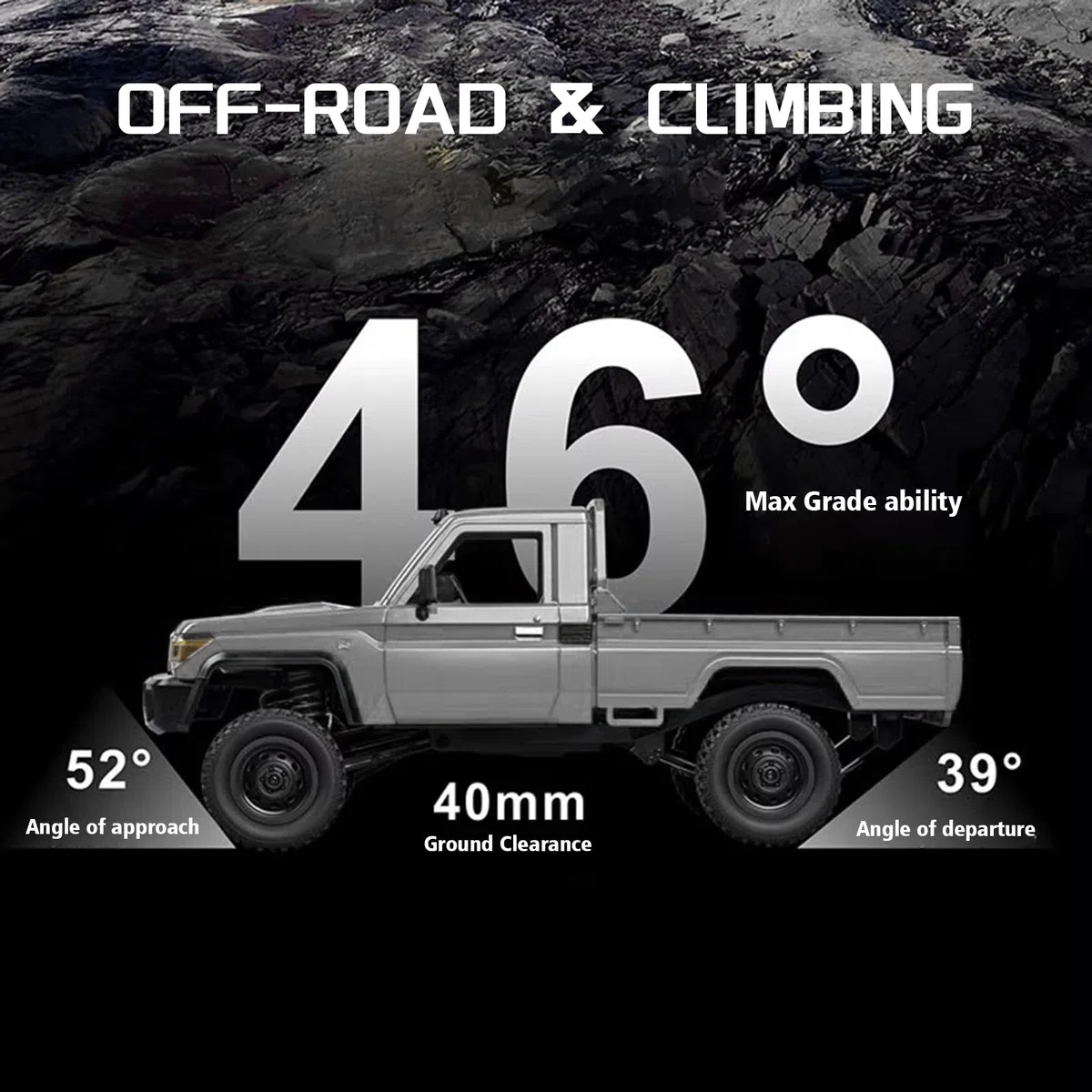 ARRIS MN-82P RTR RC Truck LC79 4x4 Off Road Vehicle 2.4 GHz RC Rock Crawler con Luci LED, Batteria 7.4V 1200mAh per Hobby (Argento)