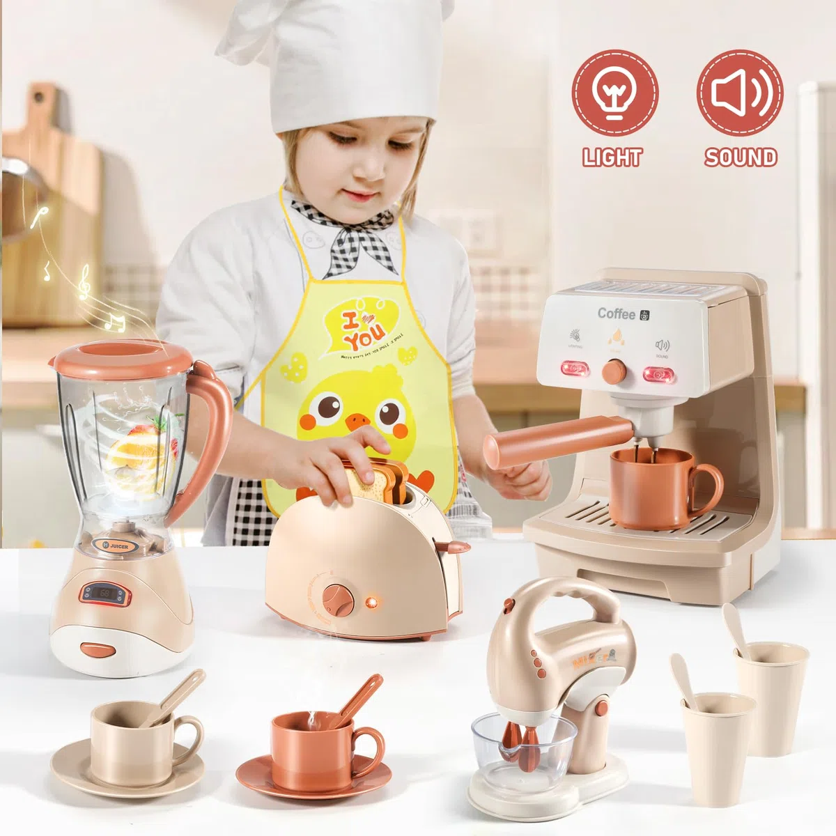 Cucina giocattolo per bambini con macchina del caffe e accessori, utensili e giochi per bambini 3 anni, regalo perfetto bambina e bambino 3 4 5 6 7 8 anni