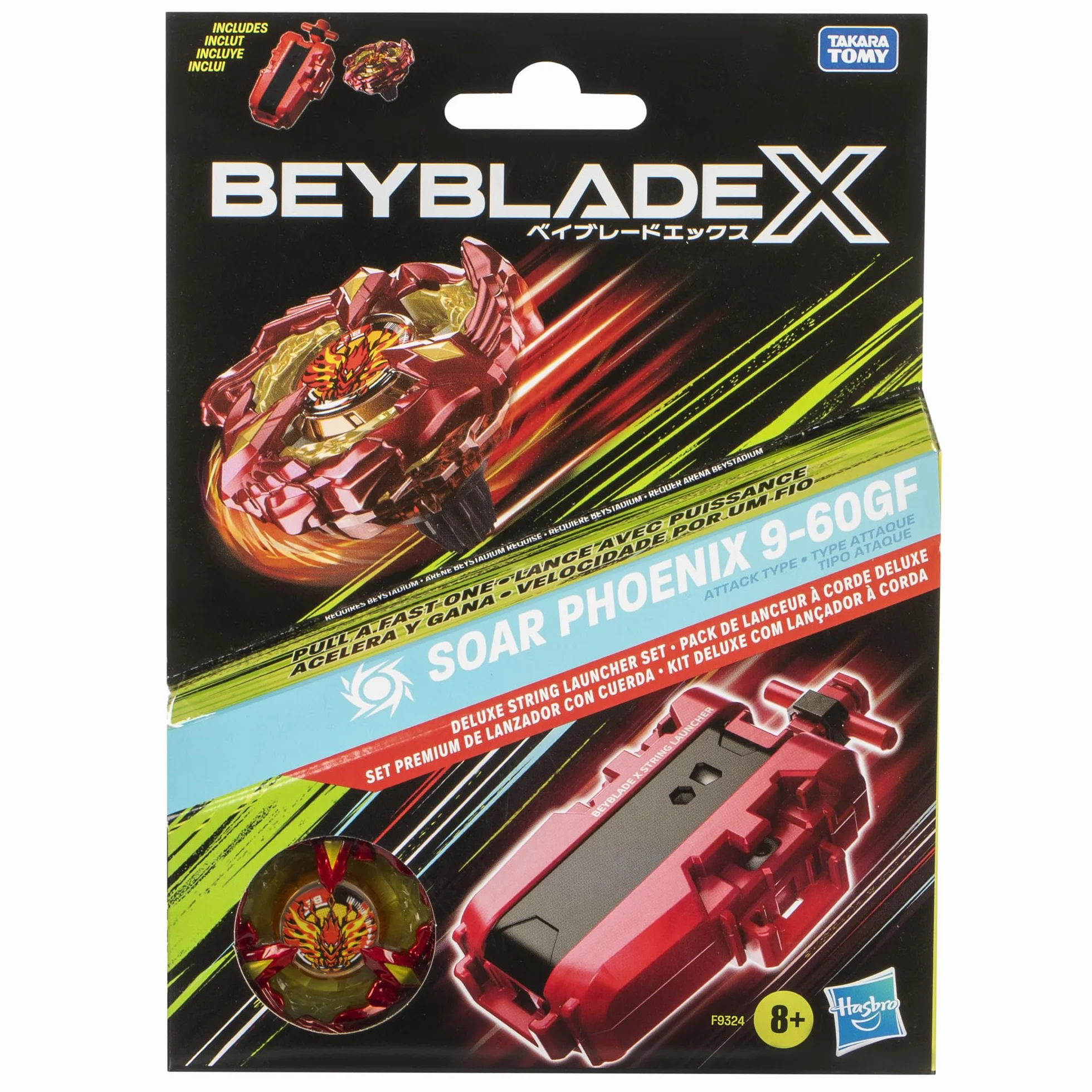 Hasbro Beyblade X Soar Phoenix 9-60GF Set da Combattimento con Lanciatore a Corda Deluxe