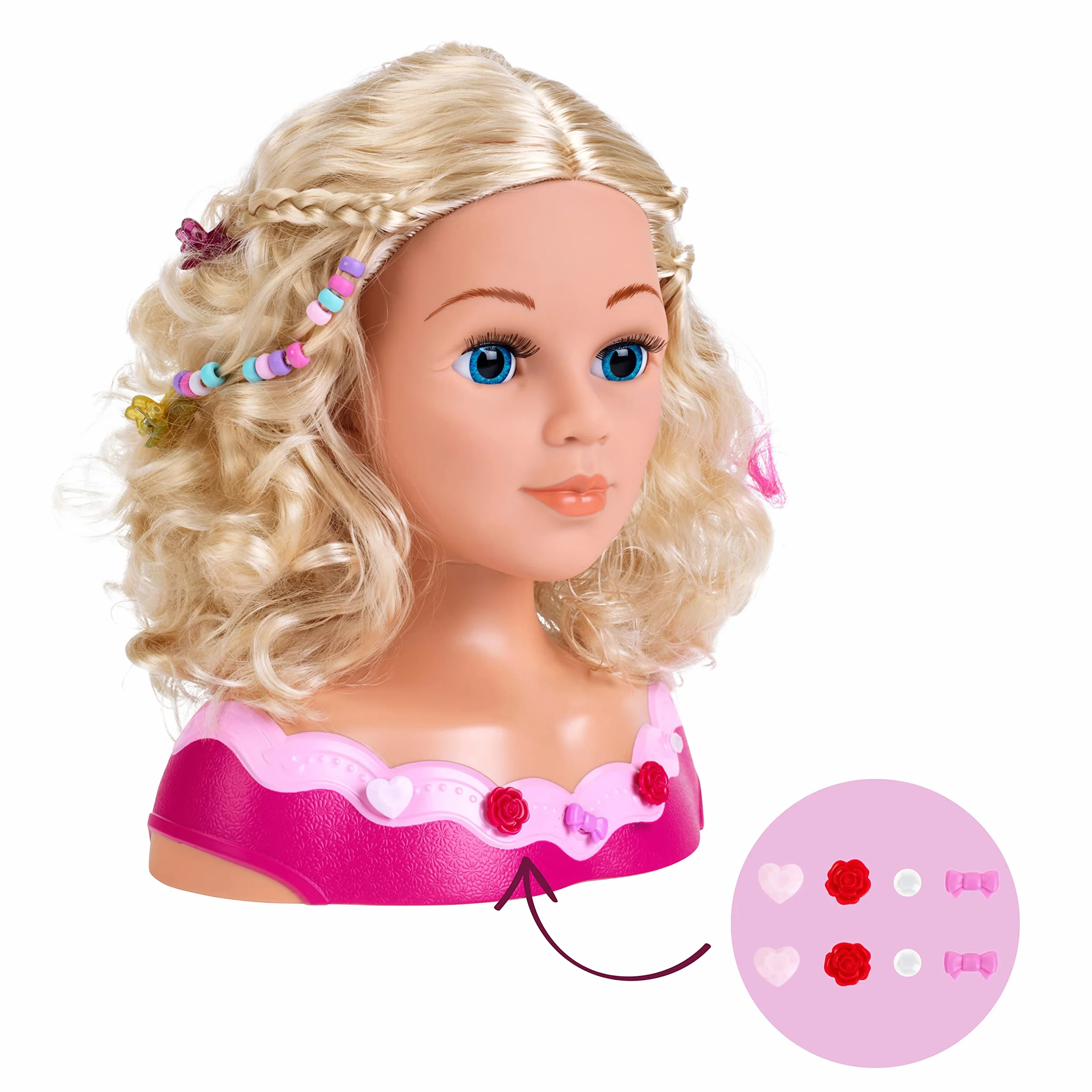 Theo Klein 5392 Busto per Trucco e acconciatura Emma, Include Cosmetici a Forma di Cuore e Accessori per Capelli, Capelli Lavabili e pettinabili, Giocattolo per Bambini dai 3 Anni in su