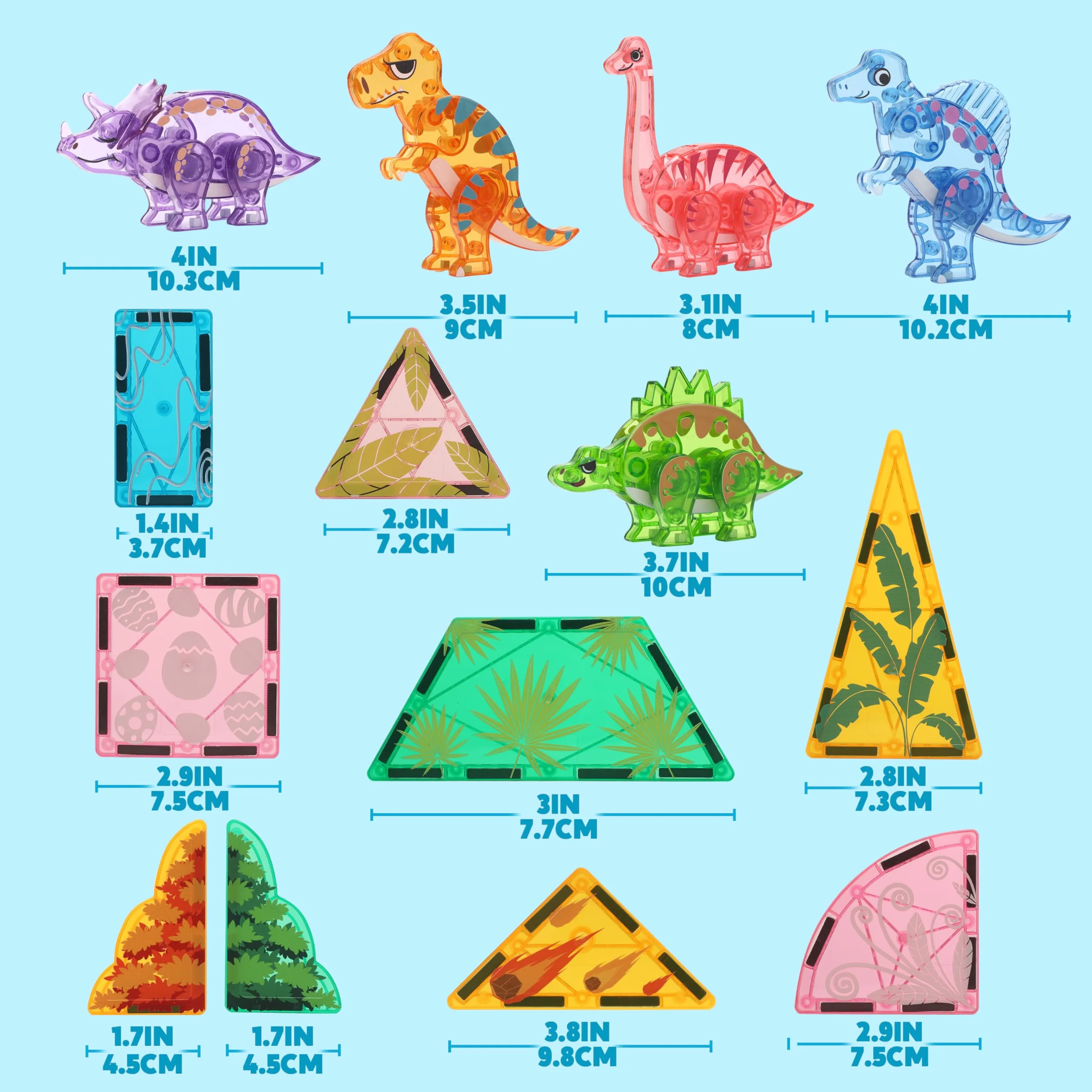 SYNCFUN Set di Magnetiche Giocattolo per Bambini, 50 Pezzi Dinosauri Blocchi da Costruzione Magnetici, Giocattolo Educativo per Bambini e Bambine da 3 4 5 6 7 anni, Regalo Compleanno Natale