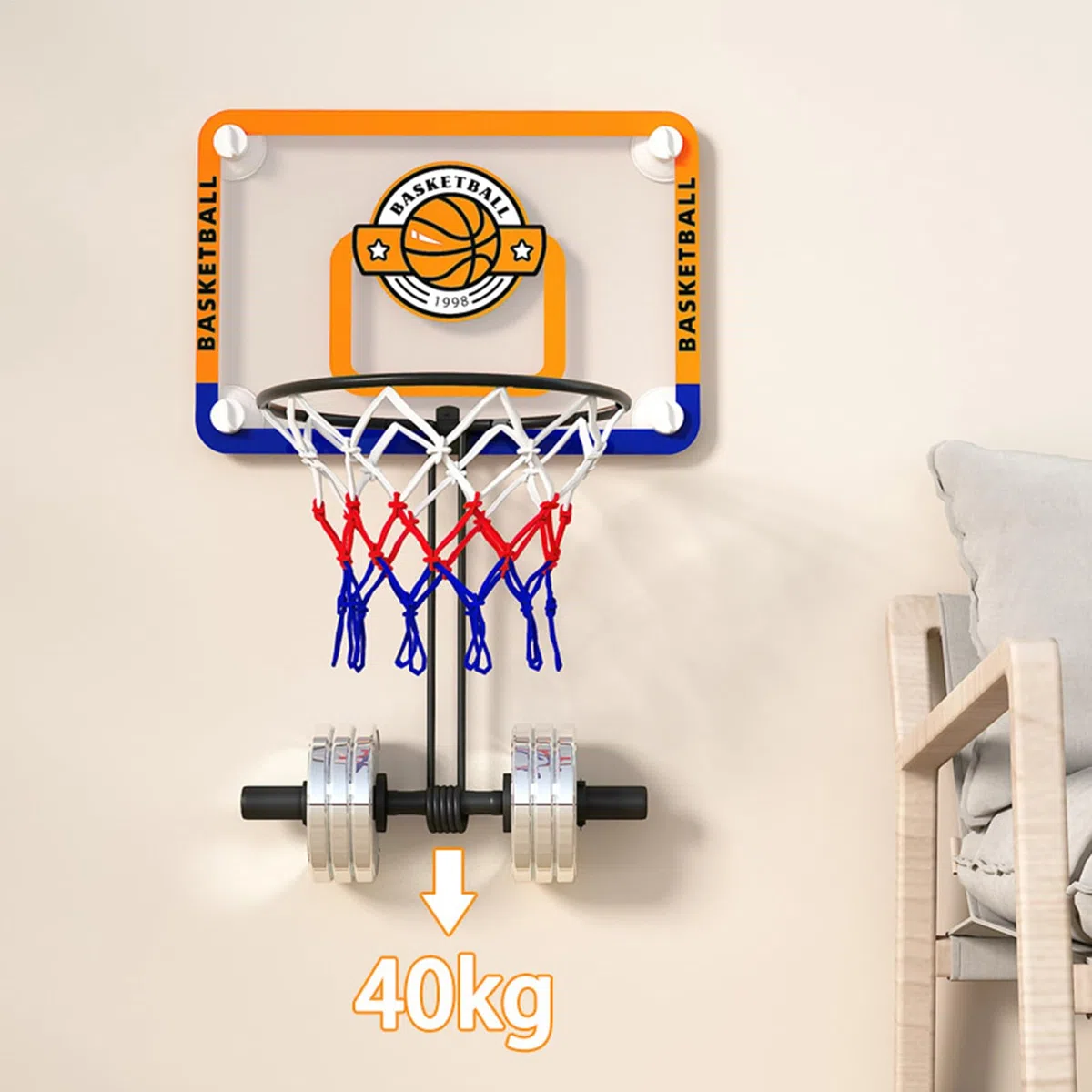 Canestro Da Basket Per Bambini, Giocattoli Sportivi Pieghevoli con e Palla, Mini Canestro Da Basket Da Interni, per Ragazzi Adolescenti Adulti Casa Dormitorio Ufficio e Camera