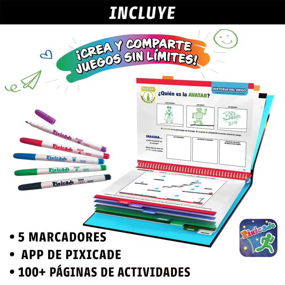 PIXICADE — Trasforma il tuo disegno in videogioco in 30 secondi| Kit creativo per bambini + App | Facile, educativo e divertente