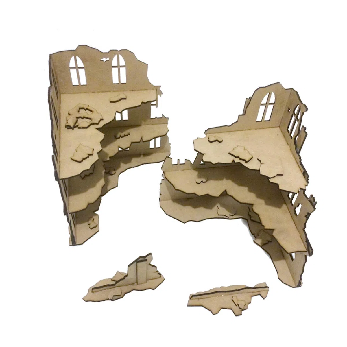 Urban Ruins 02 - Set di Elementi scenici di Città in rovina per Miniature in Scala 28mm/35mm - Tabletop Miniatures wargame 3D Scenery Terrain - MDF 3mm