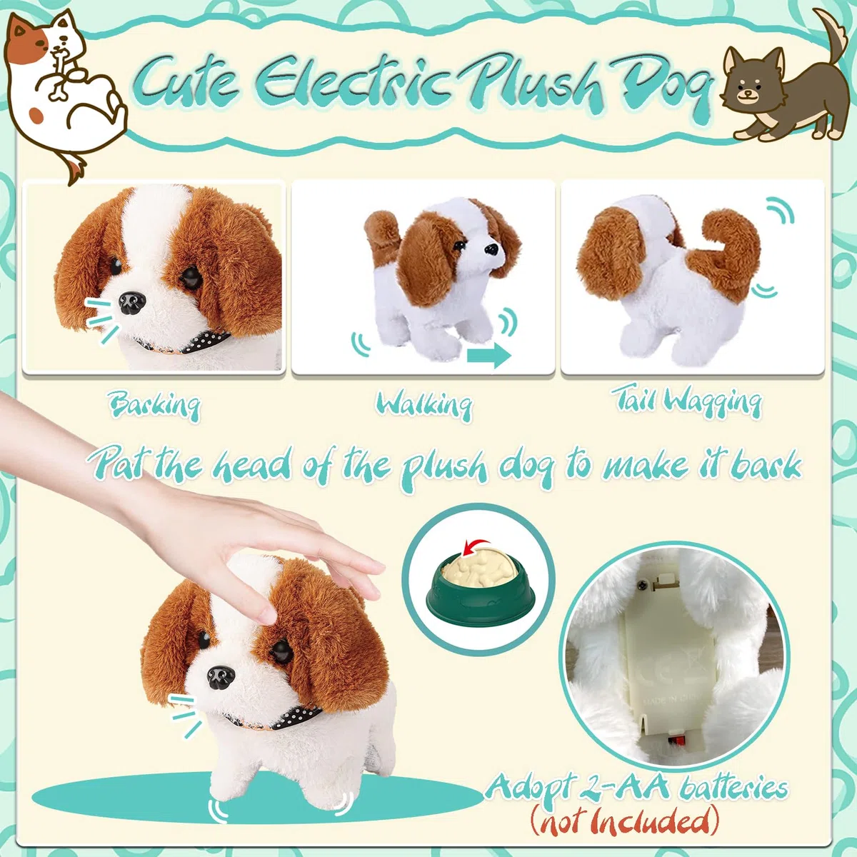 STAY GENT Cane Giocattolo Kit Valigetta Dottoressa Bambina Cagnolino Che Abbaia e Cammina 12Pezzi Peluche Cane Robot Pet Alimentazione Talk Gioco Regalo Giochi Bambini Bambina 2 3 4 5 6 7 Anni Femmina