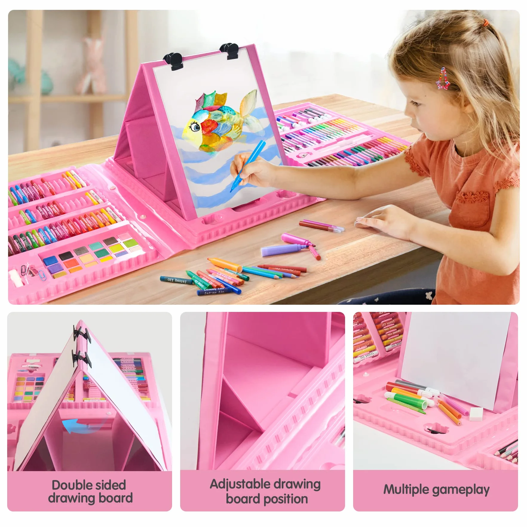 TOMMYHOME Kit da disegno 208 pezzi Deluxe Coloring Art Set per bambini 4-12 Disegnare e Pittura Set con Acquerello Disegno Matite Coloranti per Bambini