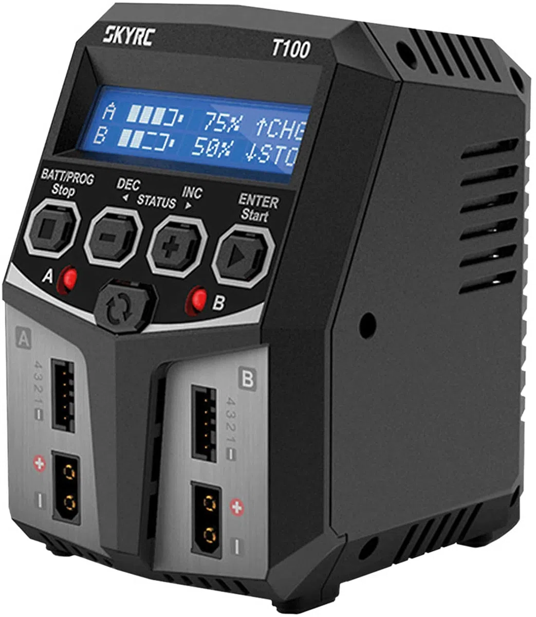 SKYRC T100 - Caricatore da modellismo 5,0 A, Lead LiFePO LiHV LiIon, LiPo, NiCd, NiMH Timer Stop