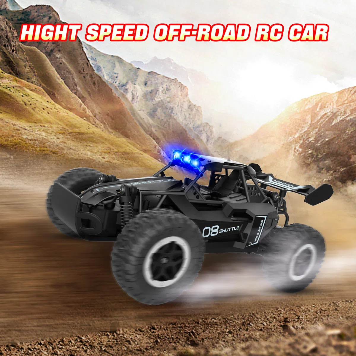 Macchina Telecomandata Per Bambini Con Luce,2.4Ghz 20KM/H Macchina Radiocomandata,Compleanno Giocattoli Regalo Per Bambino 3 4 5 6 7 Anni Nero