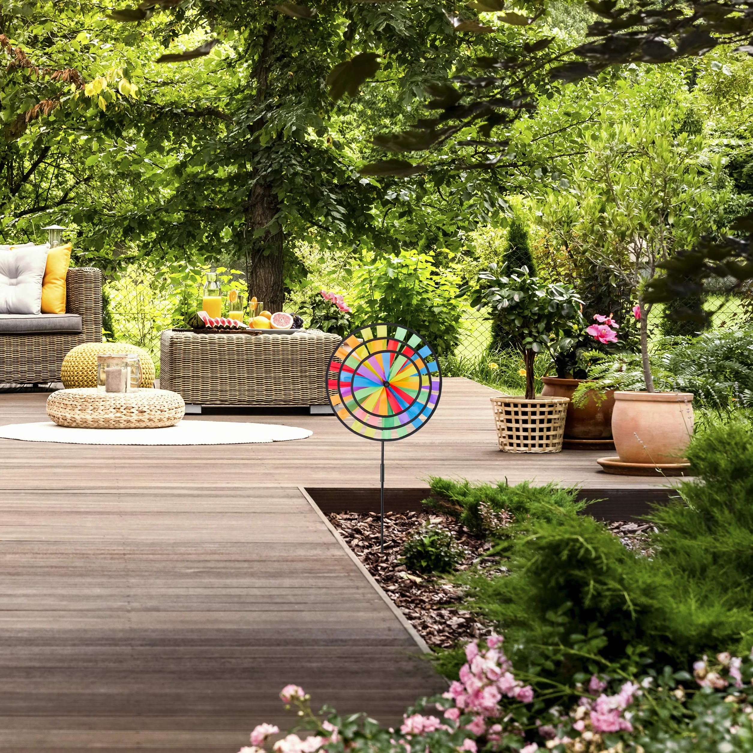 Relaxdays Girandola, per Aiuole, Design Arcobaleno, per Bambini, da Outdoor, HLP: 73,5 x 35,5 x 15 cm, Colorato