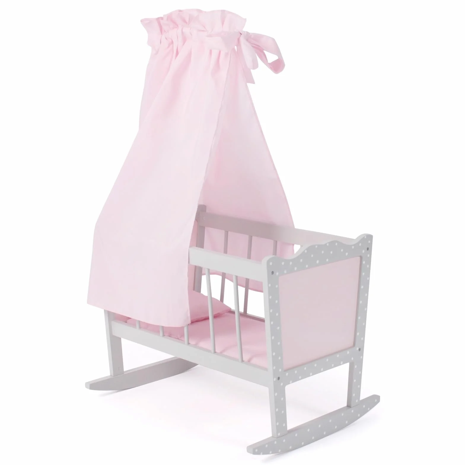 Bayer Chic 2000 - Culla per bambole, culla per bambole, letto delle bambole, mobili per bambole, accessori per bambole, Puntos grigio