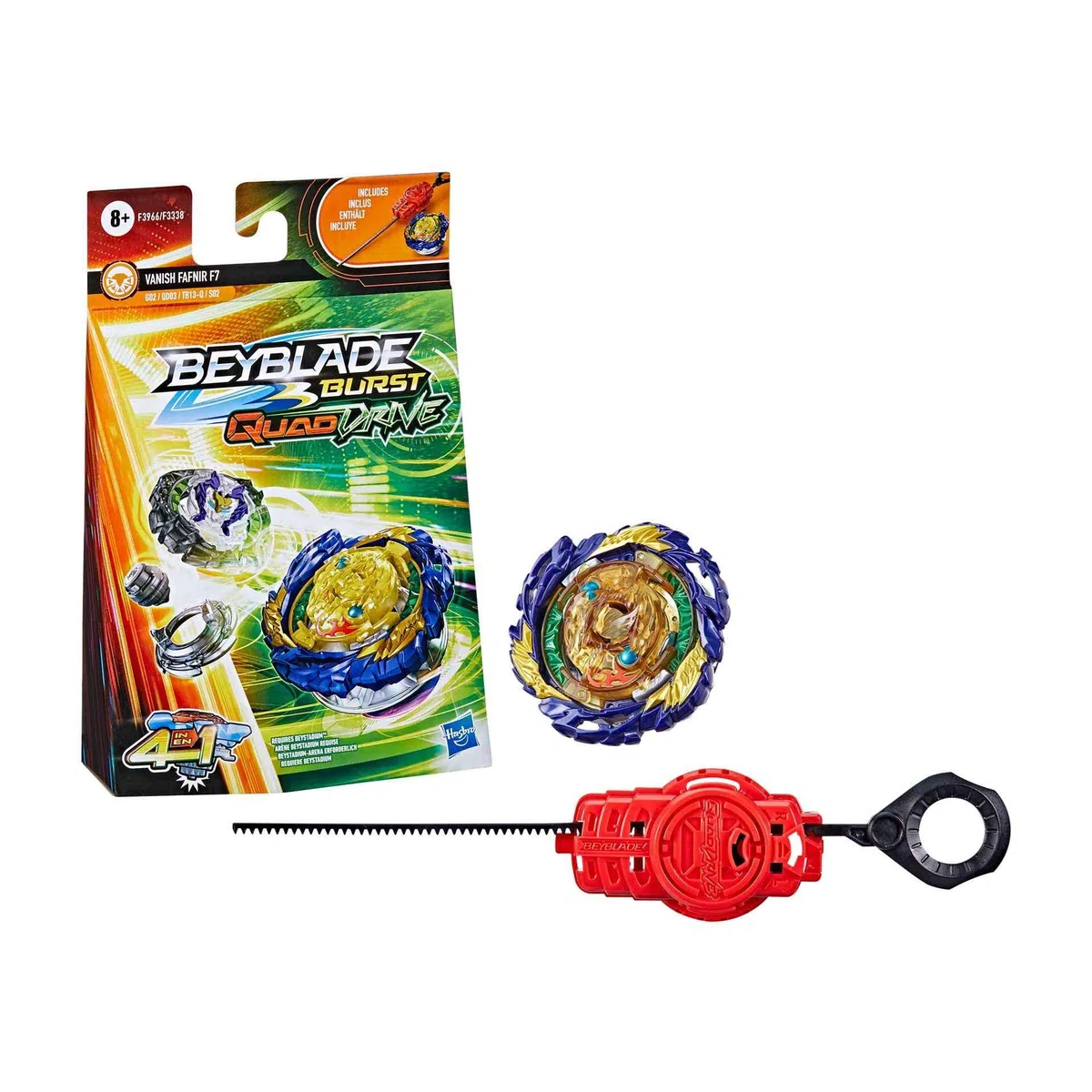 Beyblade Burst QuadDrive, Starter Pack con trottola Vanish Fafnir F7 e lanciatore, giocattolo per bambini