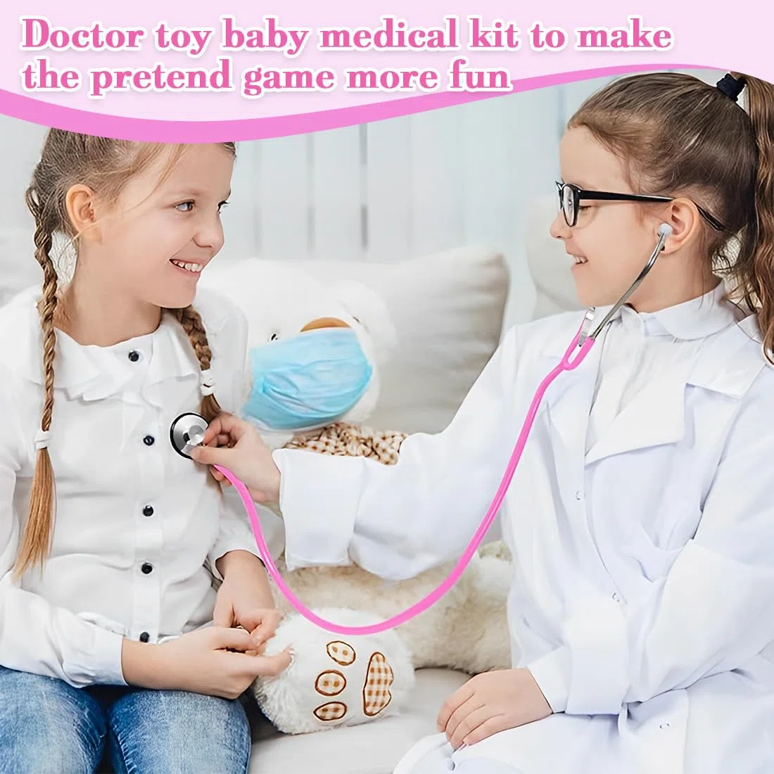 1 Pezzo Stetoscopio Giocattolo Metal Working Stethoscope Toy Analogue Stethoscope For Children (Pink)