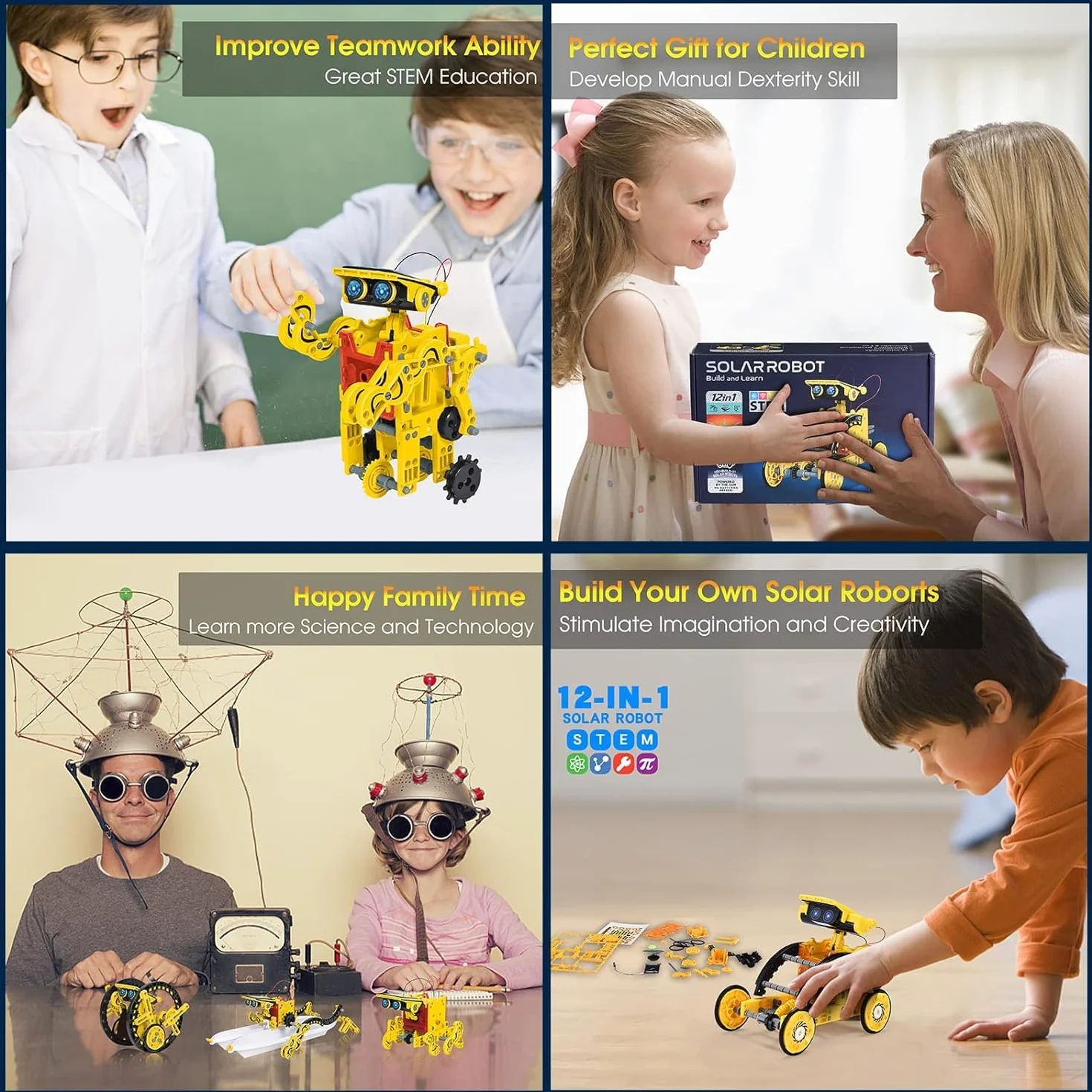 OMWay STEM 12-in-1 Robot Solare Giocattoli, Kit Scienza per Bambini Età 8, Costruire Esperimento Ingegneria Robotica per 9 10 11 12 13 14 Anni Ragazzi Ragazze Adolescenti