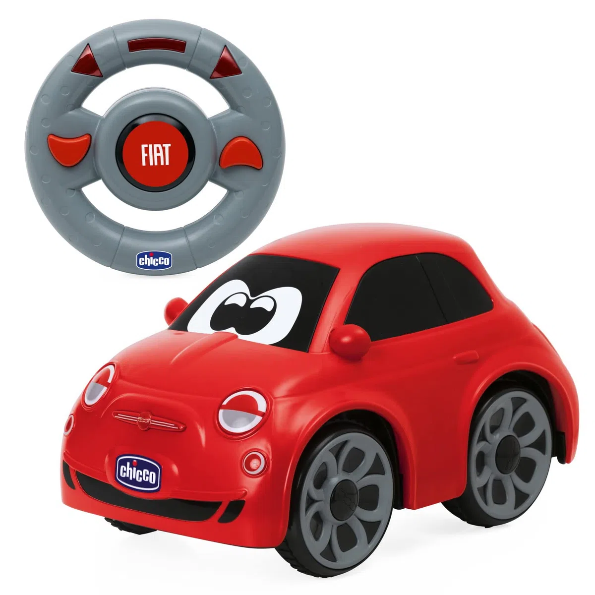 Chicco Fiat 500e, Macchina Telecomandata per Bambini, con Volante Radiocomando Intuitivo e Ergonomico, 2 Pulsanti, Suoni Reali Motore e Clacson, Giochi per Bambini 2-6 Anni
