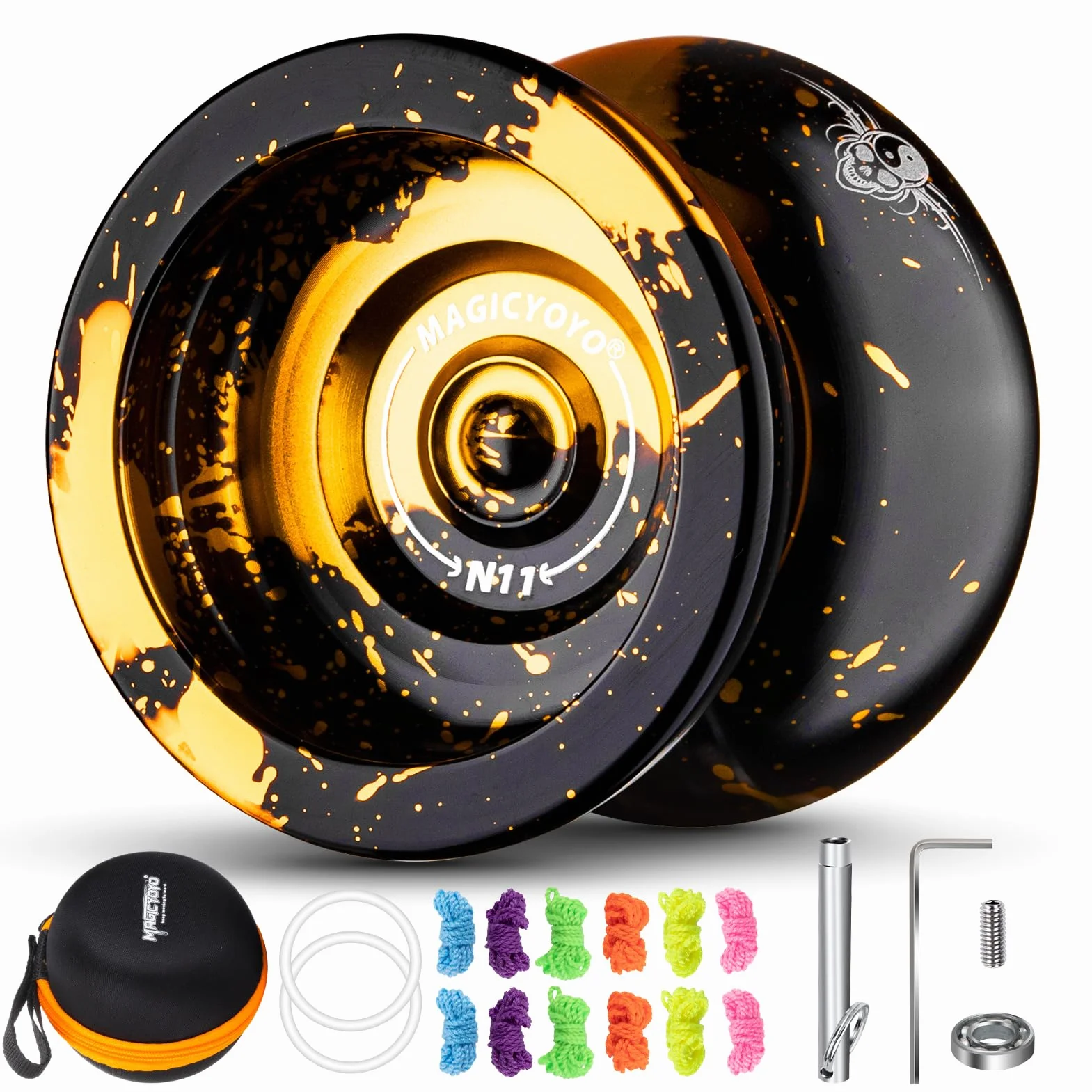 MAGICYOYO JoJo N11 Plus - Jojo professionale reattivo per bambini, in metallo a due scopi con modalità Yoyo non reagente + kit Yo-yo + 12 corde Yoyo + borsa Yo-yo