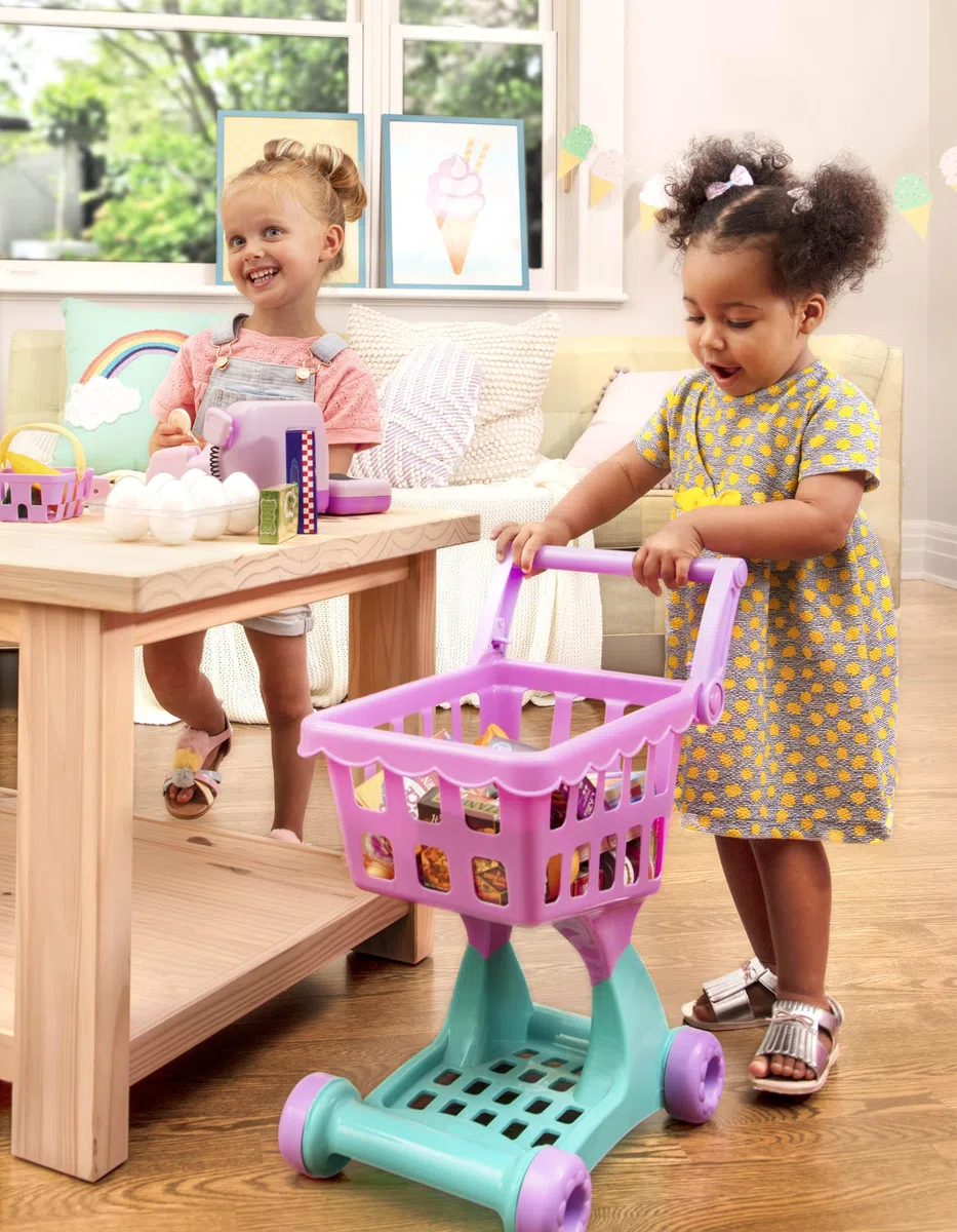 Battat - Carrello della spesa - Carrello della spesa e cibo giocattolo - Giocattolo da cucina per bambini e ragazzi - Gioco di finzione - 2 anni +