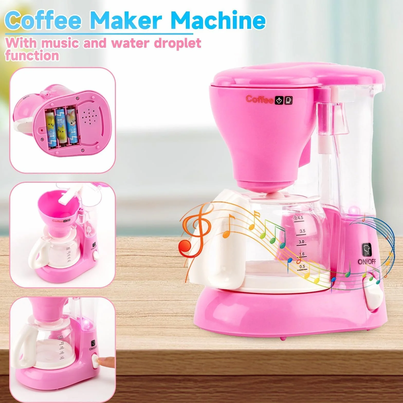 Cucina Giocattolo per Bambini,con Tostapane Macchina da caffè Frullatore Spremiagrumi,Con luci e Musica,Elettrodomestico Cucina Giocattolo per Giochi di Ruolo,Adatto a Bambini e Bambine dai 3 anni in