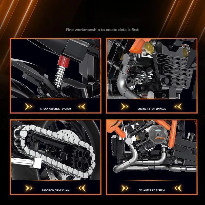 KeKeDuo Tecnica Moto Blocchi di costruzione Supermoto, 579 mattoncini da costruzione tecnica da corsa Superbike, kit di modellismo compatibile con altre marche