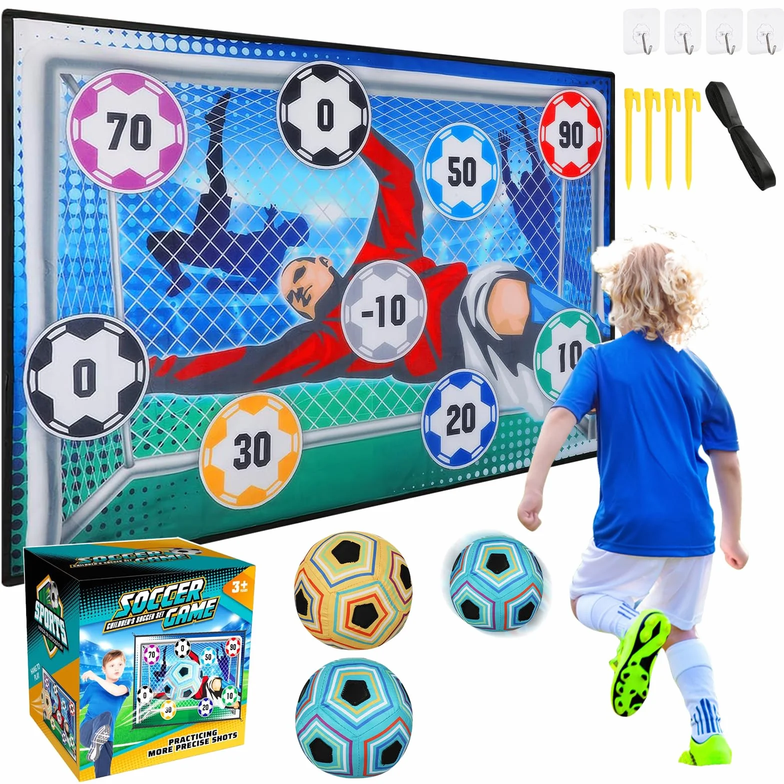 Set da gioco da calcio per bambini 3 4 5 6 7 8, giochi di calcio da giardino per interni ed esterni, palla da calcio in , morbido porta da calcio con accessori per l'allenamento del calcio, regalo per