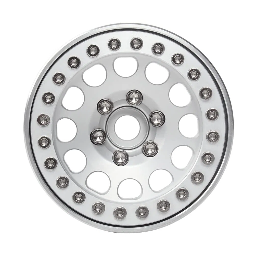 INJORA 4PCS RC 1,9 Cerchioni Metallo Beadlock Wheel Rim per 1:10 RC Rock Crawler Axial SCX10 pro SCX10 II III TRX4 D90 VS4-10 Redcat Gen 8 7 Pro Enduro(Argento)