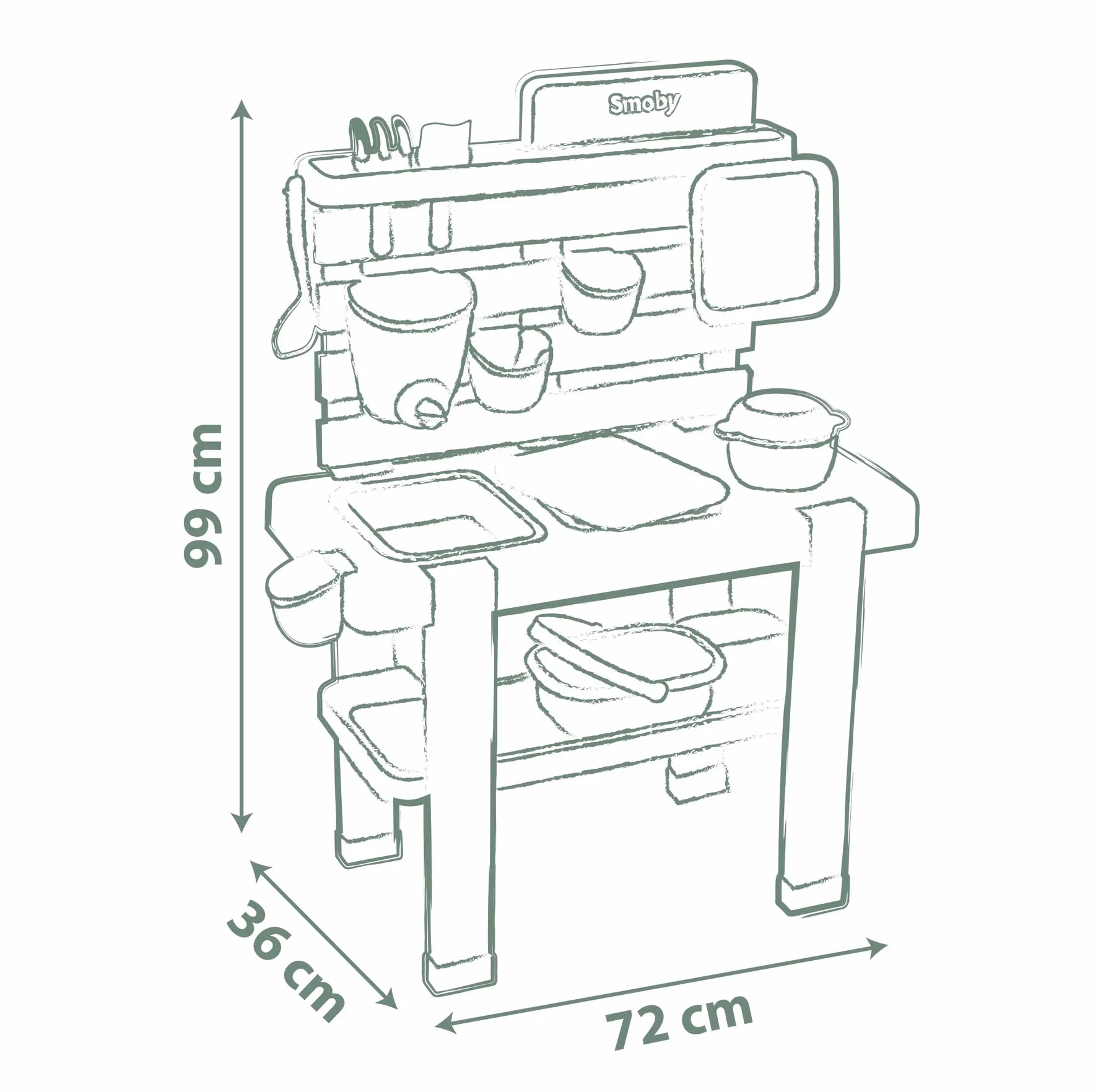 Smoby -Laboratorio dei pasticci, 90% di plastica riciclata, resistente ai raggi UV, dai 3 anni, 7600840208