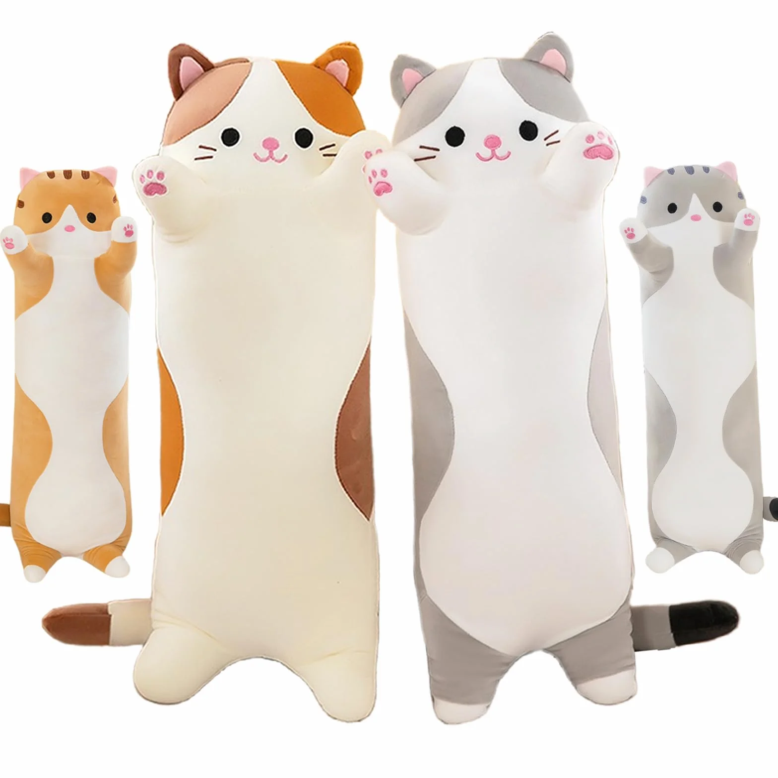 Amozo Gatto Peluche Cuscino Lungo Gatto di Peluche Kawaii Gigante Morbido Abbraccio Cuscino Giocattolo Regalo per Bambini Adulti, 1pcs, Orange 70cm