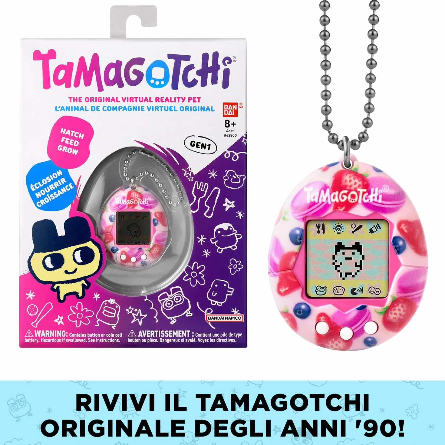 Tamagotchi Original Bandai Berry Delicious Virtual Pet LCD Screen Interactive Game Italian
