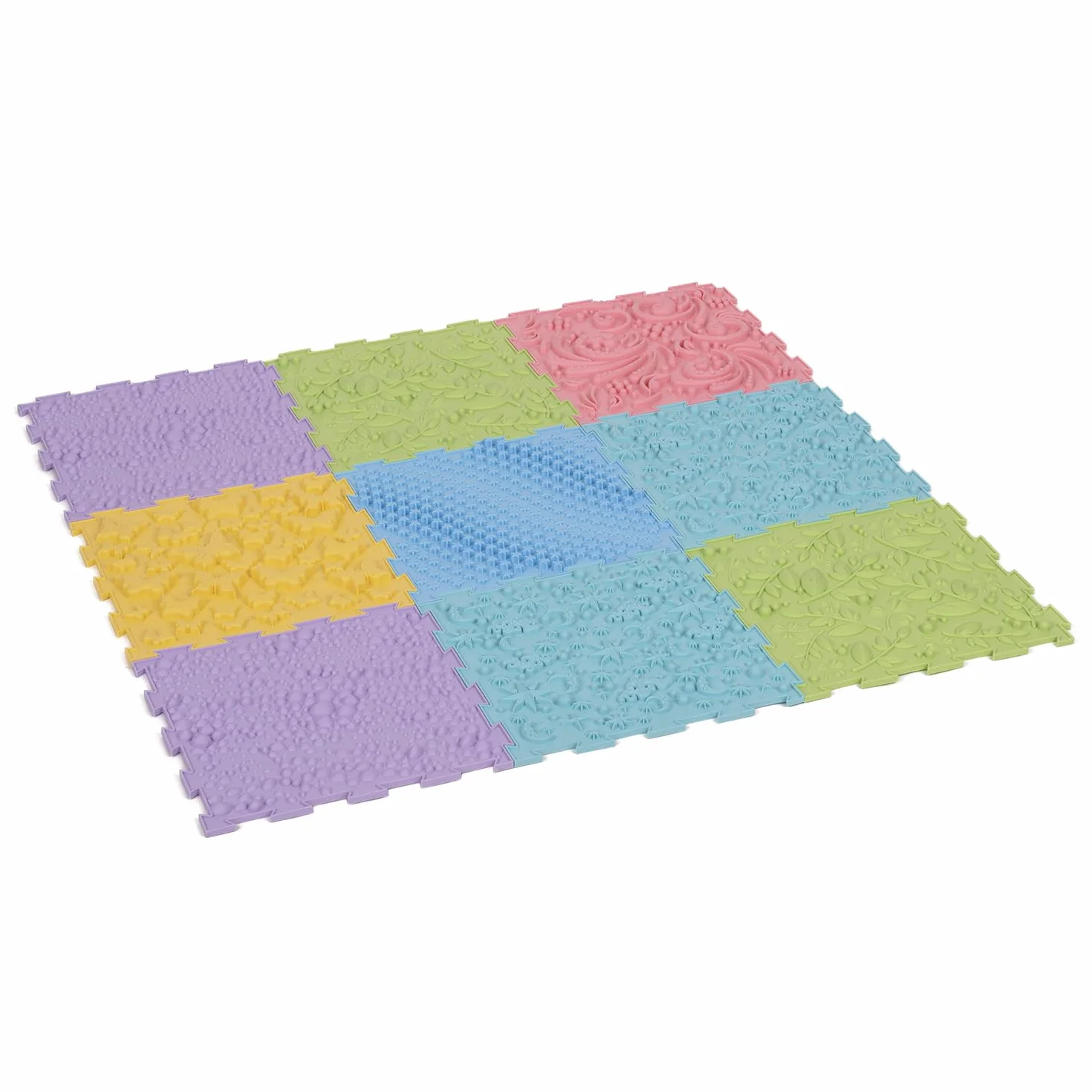 KiddyMoon Tappeto Puzzle Sensoriale Gioco Educativo Tapis Thérapeutique 9 Pezzi, Multicolore