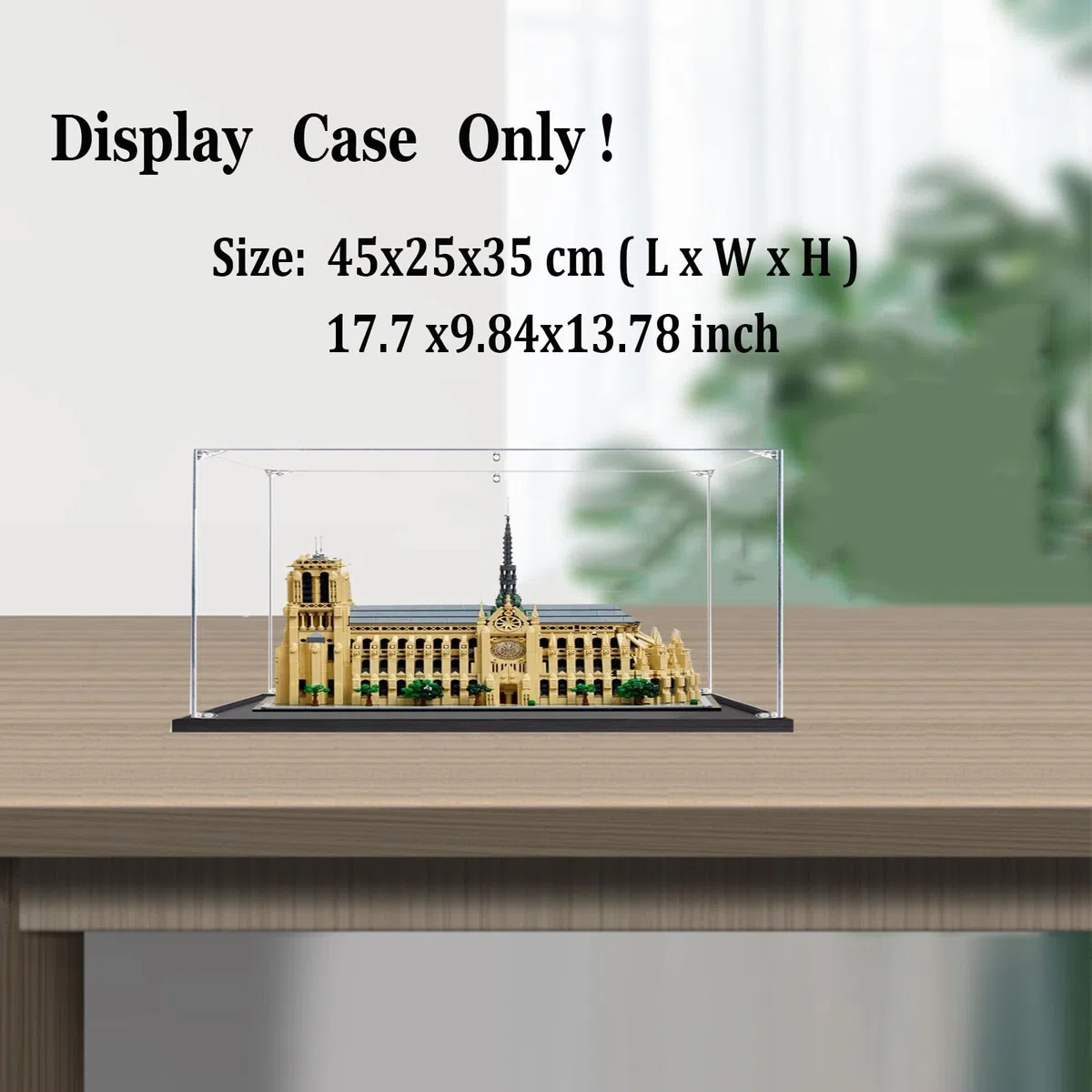 Teca Vetrina per Lego 21061, Acrilico Trasparente Vetrina Collezione Espositiva per Notre-Dame de Paris - 45x25x35cm
