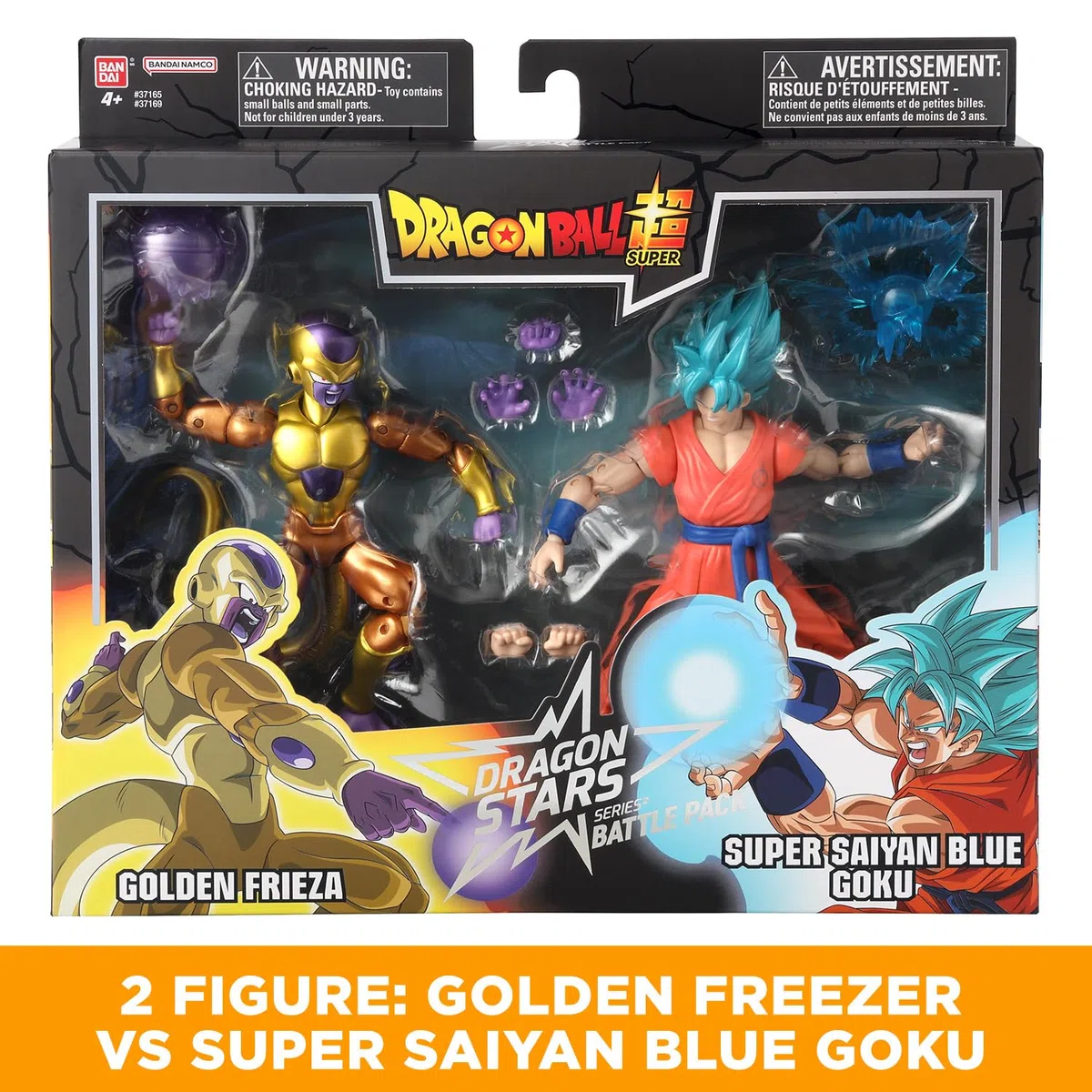 BANDAI Dragon Ball Super Figure Dragon Stars 17 cm - Battle Pack - Golden Freezer vs Super Saiyan Blue Goku - Confezione da 2 Figure articolate - Giocattolo per Bambini dai 4 Anni in su - 37169