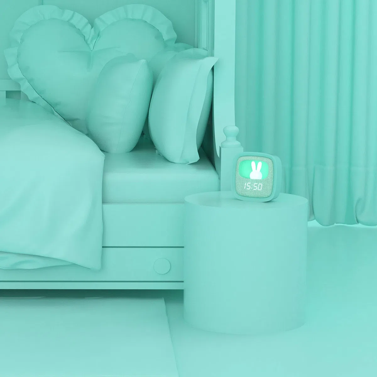 Sveglia Digitale per Bambini e Lampada Billy Clock con Coniglietto Soft Touch - Sveglia Comodino con Data, Ora e 3 Allarmi - Luminosità Regolabile - Blu - MOB