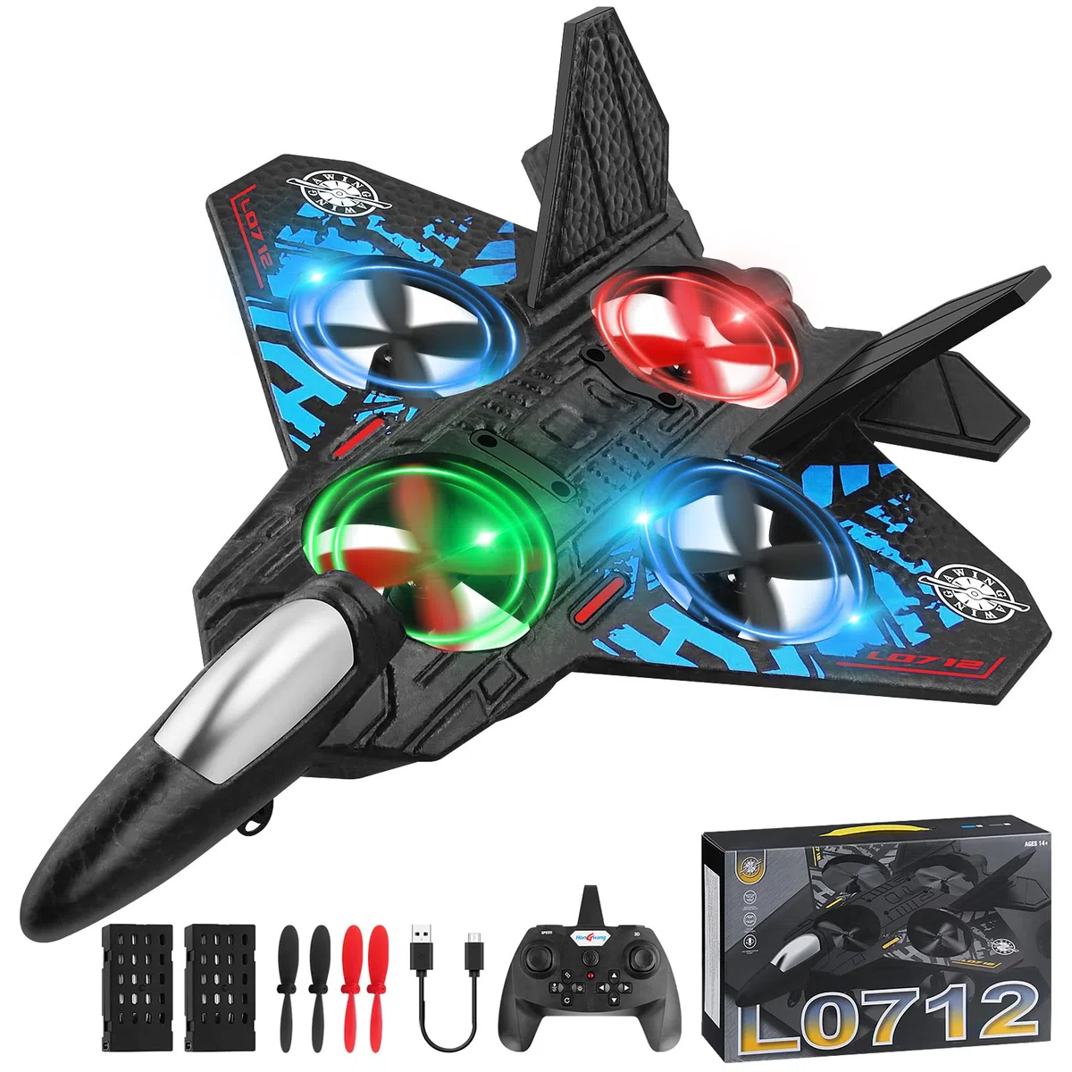 Henakmsl Aereo Telecomandato RC 2.4 Ghz L0712 Hovering Fighter, Aeroplano Con 2 Batterie, Radiocomandato RTF per Bambini/Adulti/Principianti