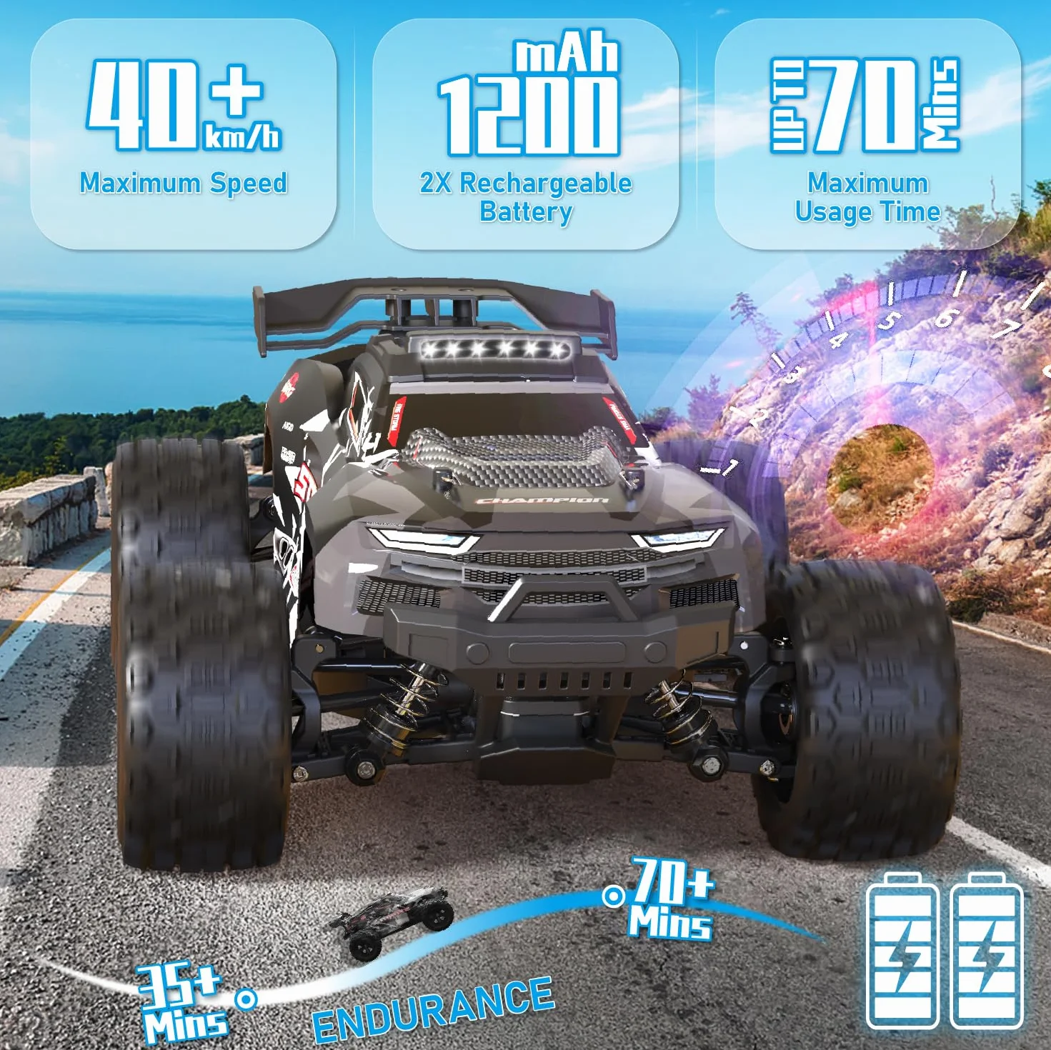 snookids Macchina Telecomandata - 2,4 GHz RC Car Veicolo Fuoristrada ad Alta Velocità 40 km/h 1:18, 4WD All Terrain Radiocomando Crawlers Regali di Giocattoli per Bambini Adulto