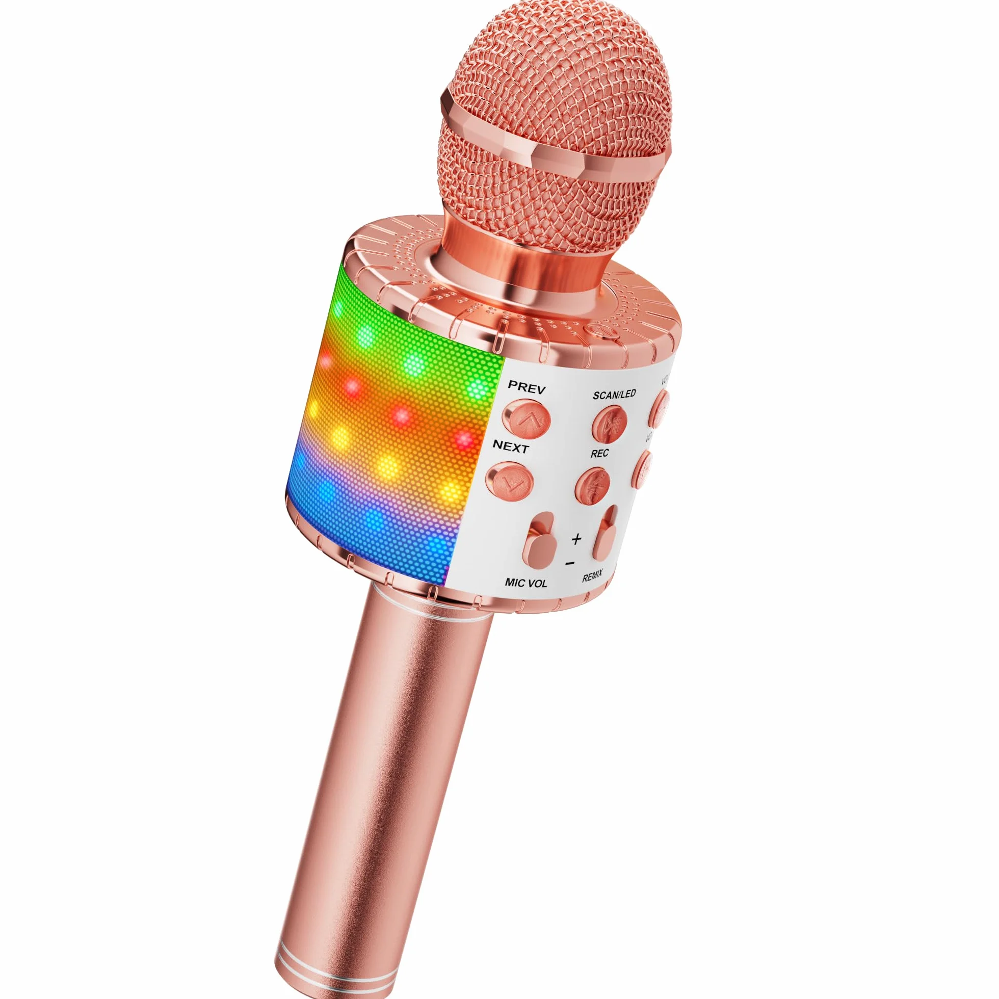Ankuka Microfono Karaoke Bluetooth Wireless per Bambini 3-12 Anni Cambia Voce, Compatibile Android iOS PC Oro Rosa
