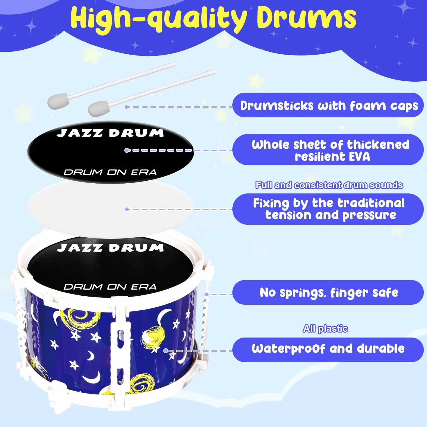 Batteria per bambini, set di batteria Verdantree Toy, batteria bambini, 5 strumenti musicali a percussione, educazione precoce, giocattoli per di 3, 4 e 5 anni
