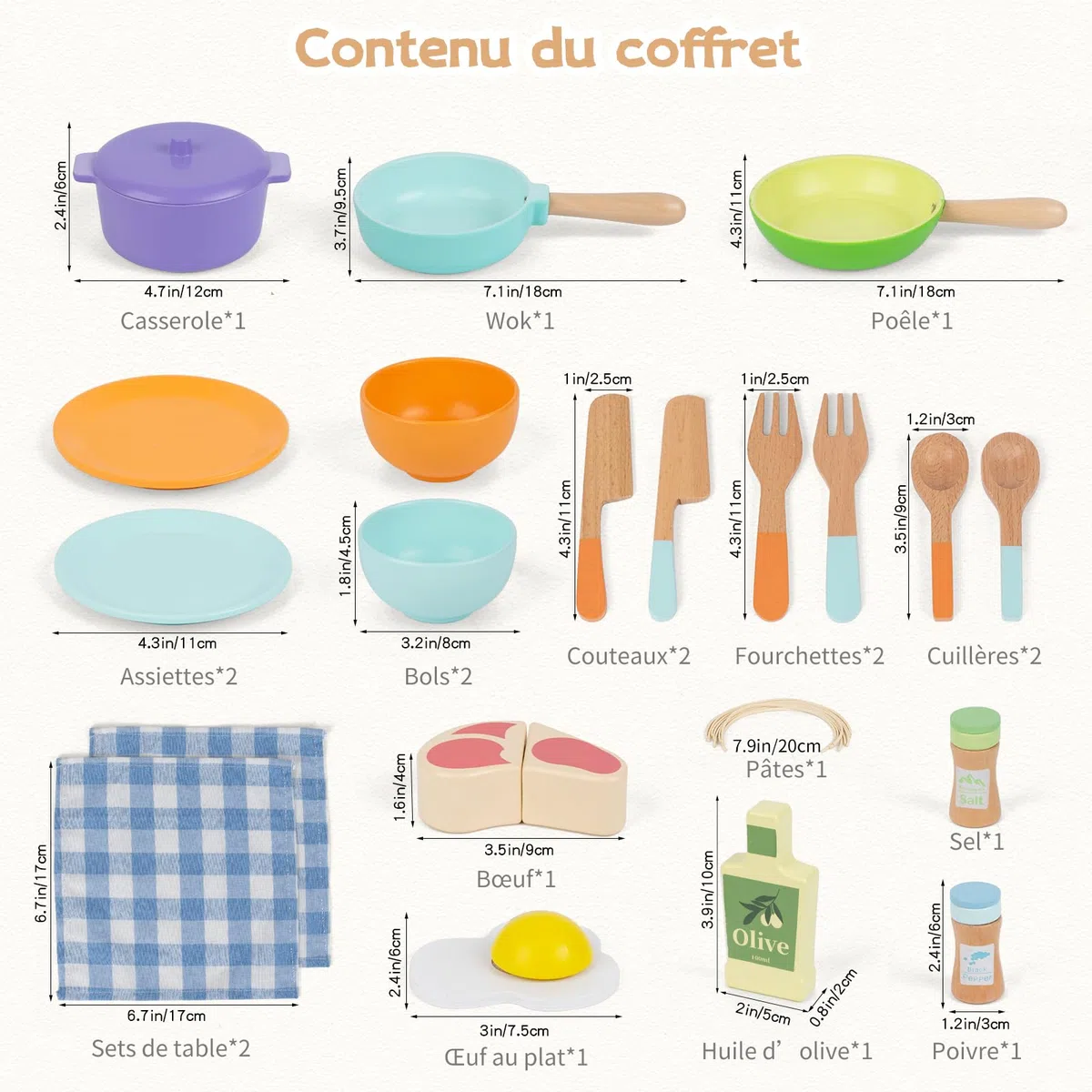 Set Cucina Bambini in Legno 21 Pezzi con Pentole e Accessori, Giocattolo Educativo Montessori e Gioco di Ruolo per Creatività, Età 3+ Anni