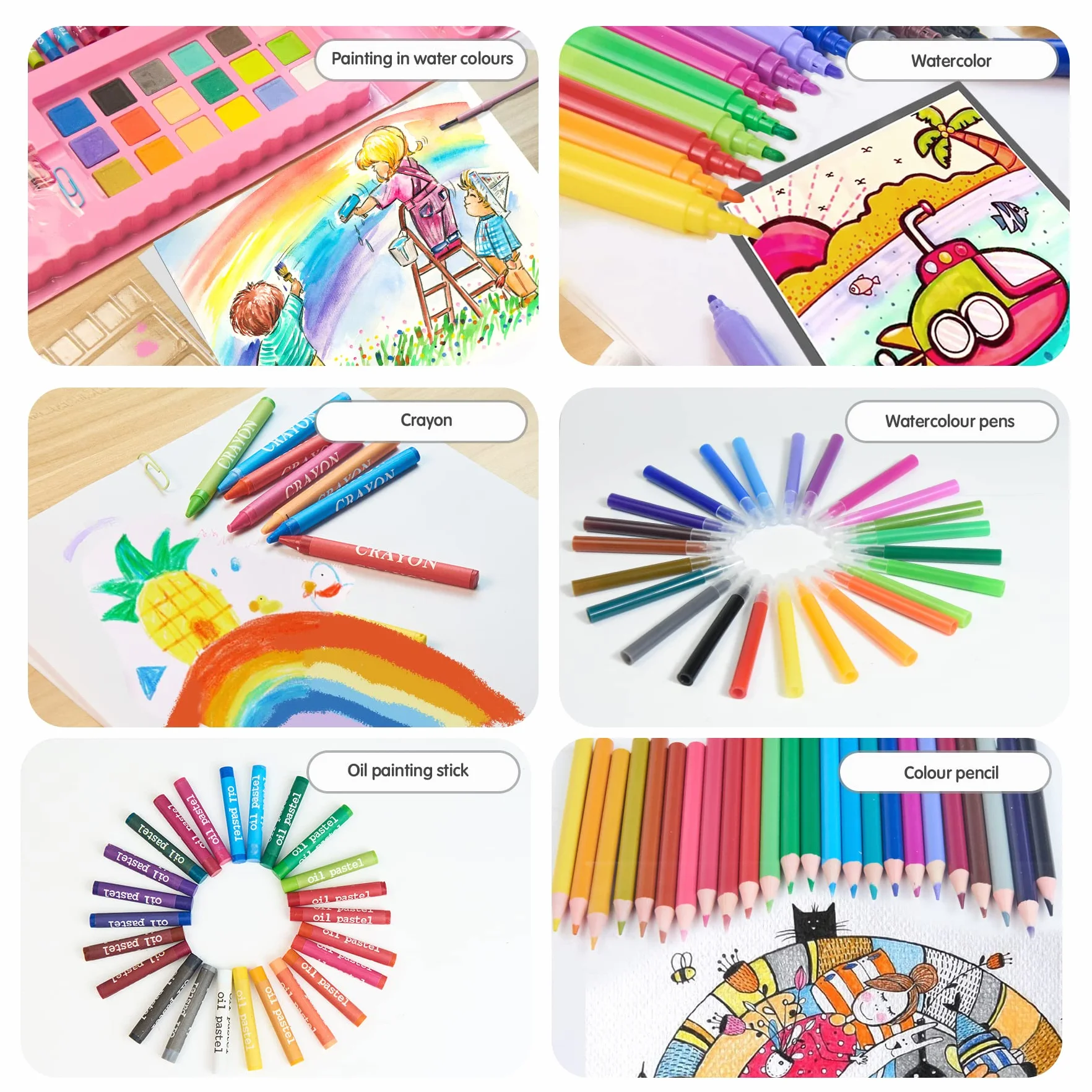 TOMMYHOME Kit da disegno 208 pezzi Deluxe Coloring Art Set per bambini 4-12 Disegnare e Pittura Set con Acquerello Disegno Matite Coloranti per Bambini