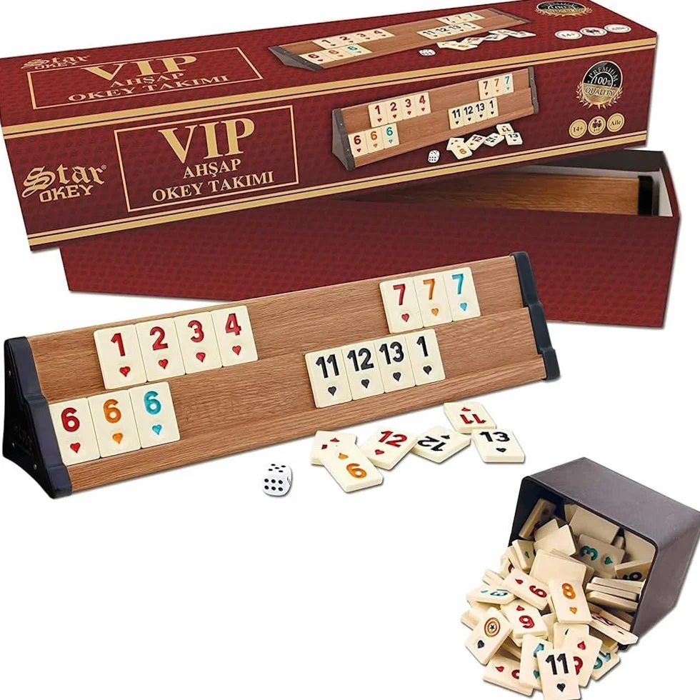 Star Premium VIP Okey - Set in legno con pietre in melamina AHSAP Okey TAKIMI