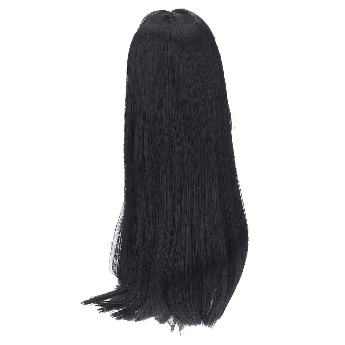 Zerodis 1/3 BJD - Parrucca per bambola SD, 21-24 cm, in seta naturale morbida ad alta temperatura, capelli lunghi e lisci mohair, con frangia per indossare parrucca per bambole BJD, colore nero fai