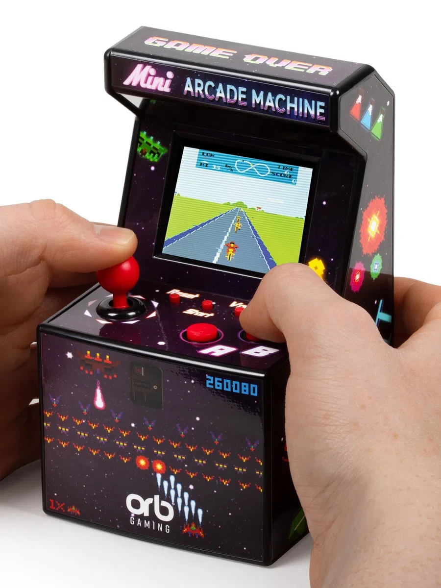 Mini macchina arcade, 240 giochi integrati, giochi arcade retrò a 8 bit, schermo a colori da 2,5", joystick a 8 direzioni, 2 pulsanti, controllo del volume, regalo perfetto - ThumbsUp!