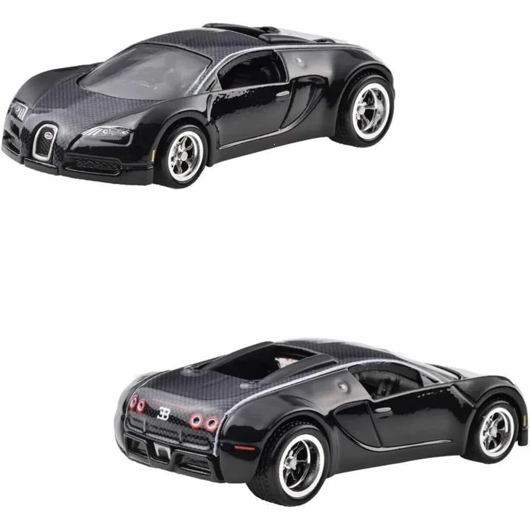 BUGATTI SET 2X VEYRON 2009 + BUGATTI CHIRON 2016 BLACK SILVER