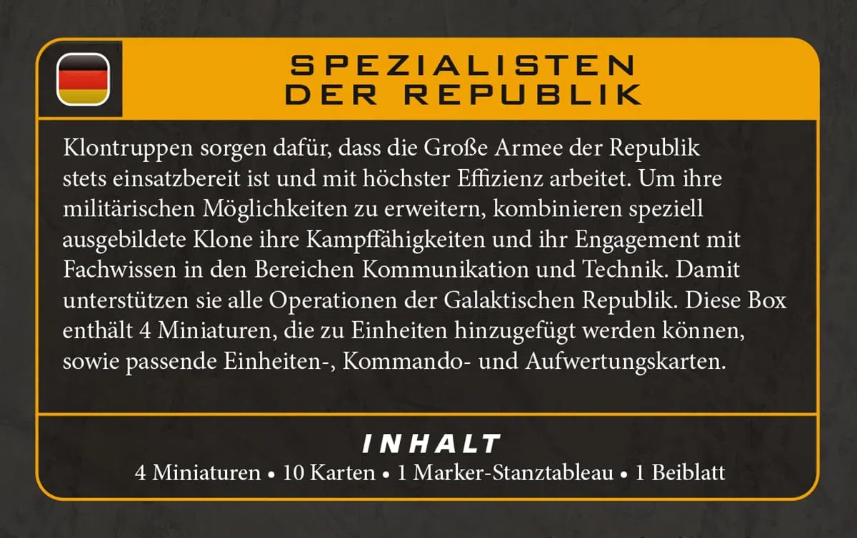 Atomic Mass Games | Star Wars: Legion Republic Specialists Personnel | Espansione Per Gioco Di Miniature, 4 Miniature, Carte Comando, Carte Upgrade | 2 Giocatori | 60-120 Minuti