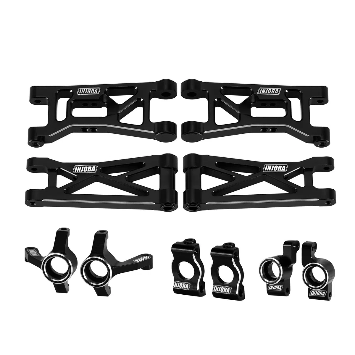 INJORA Bracci di Sospensione Anteriori e Posteriori in Alluminio, Fuselli Anteriori, Supporti Caster C-Hubs, Mozzi Posteriori per 1/24 Buggy Losi Micro-B 1/28 Micro-T Upgrade