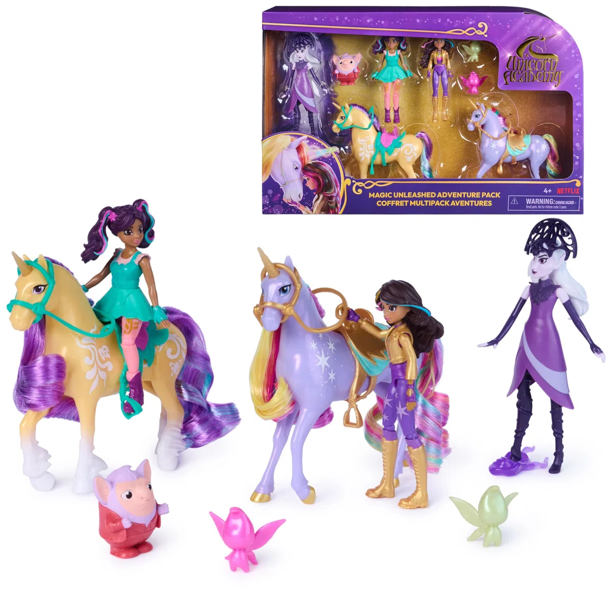 Unicorn Academy, Pacchetto Avventura Libera la magia con Sophia, AVA, Ravenzella, Wildstar, Leaf e Molto Altro Ancora, Bambole e Giocattoli Unicorno per Bambine dai 4 Anni in su