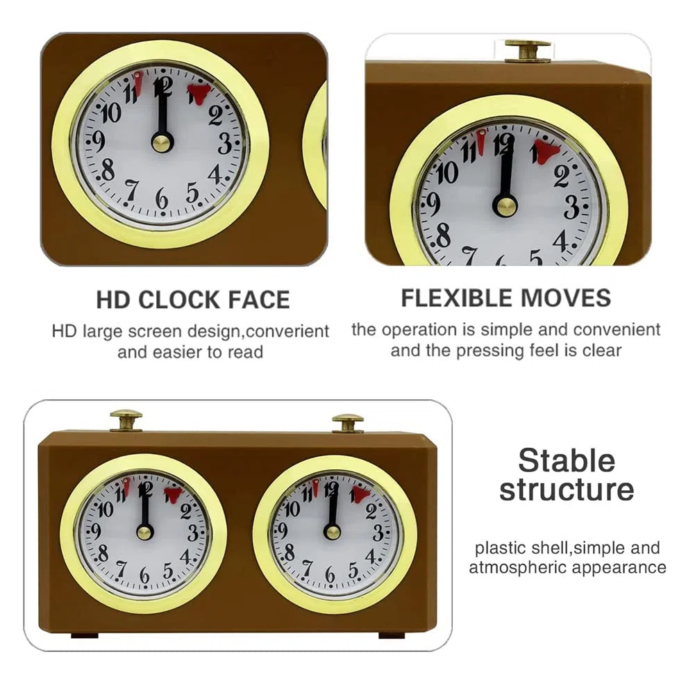 Jevina Orologio meccanico Scacchi Analogico per Scacchi Gioco Timer Orologio Orologi Ufficiali Timer Batteria Richiesta